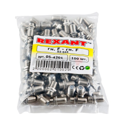 Переходник гнездо F – гнездо F, бочка с кольцом REXANT