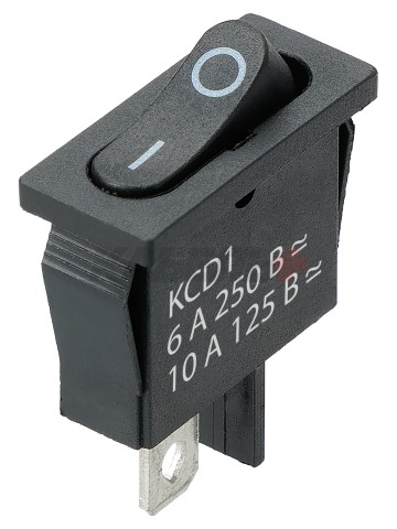 KCD1-101B 250В AC/DC, 1P, 6А, (2с), ON-OFF, черный, Mini TDM