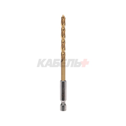 Сверло по металлу, 5мм, Р6М5, ТИТАН, шестигранный хвостовик (1 шт. в упаковке) DIN 338 KRANZ