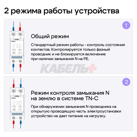 Реле напряжения и тока K5B2A с механически объединенным разрывом L и N 32А