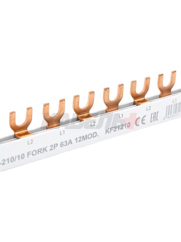 Шина соединительная типа FORK F-2L/210/10, 2Pх6, 10 мм2, 63A, L=210 мм (NVA)