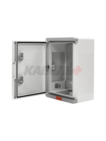 Пластиковый корпус 350х250х150 (ВхШхГ) серая дверь, с монтажной платой, Design Pro Series IP67