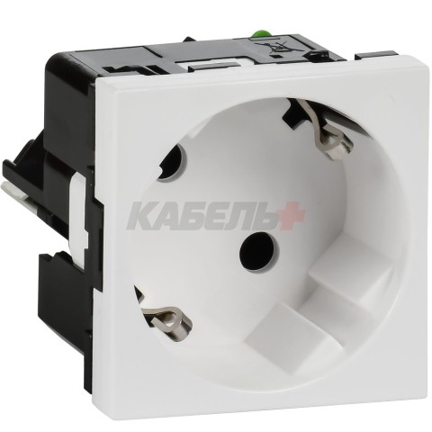 Розетка 45град с заземляющим контактом без защитной шторки и безвинтовым зажимом (2 модуля) белая