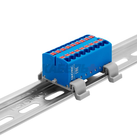 Блок распределительный, зажим push-in, 18 точек подключения 2,5 кв.мм, синий DKC