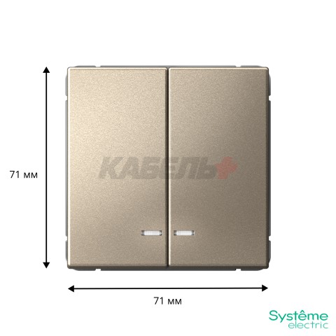 ARTGALLERY 2-клавишный ВЫКЛЮЧАТЕЛЬ с подсветкой, сх.5а, 10АХ, механизм, быстрозажим. клем., ШАМПАНЬ