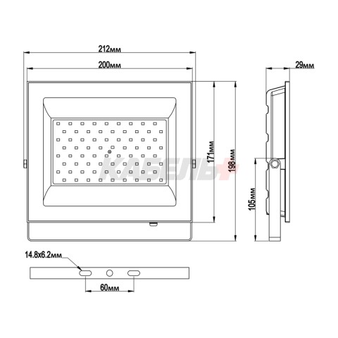 Светодиодный прожектор LUMIN'ARTE LFL-100W/06 100Вт 5700К IP65 8000лм серый корпус 212х171х29 1/20