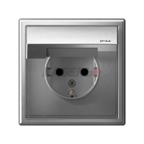 ARTGALLERY РОЗЕТКА с заземл. со шт. с крышк, 16А, IP44, механизм, АЛЮМИНИЙ