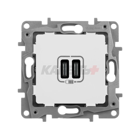 Etika - Зарядное устройство с двумя USB-разъемами Type C, 3000mA (сл.кость)