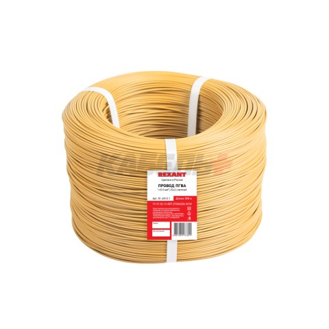 Провод ПГВА 1х0,50мм², Cu, желтый, бухта 500м REXANT