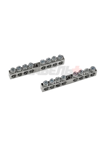 Шина "N" нулевая 6х9мм 8/1 (8 групп/крепеж по центру) никелированная TDM