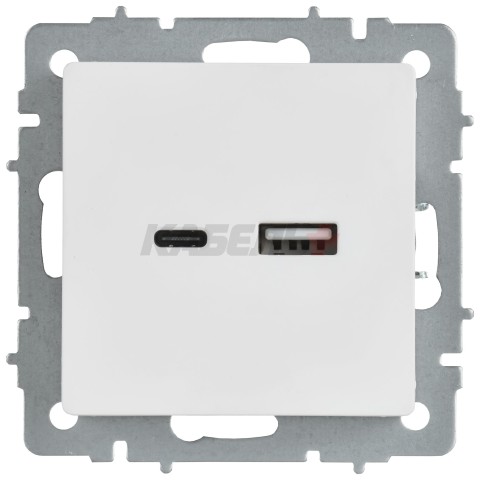 BRITE Розетка USB A+C 18Вт РЮ11-1-БрАБ арктический белый IEK
