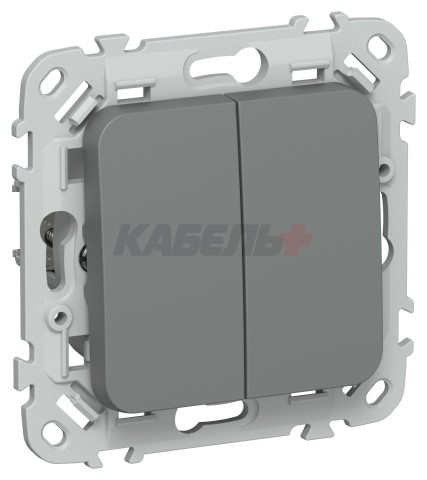 FLITE Выключатель 2-клавишный 10А ВС12-1-0-ФлМА мокрый асфальт IEK