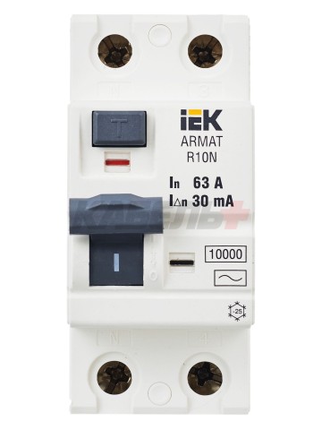 ARMAT Выключатель дифференциального тока R10N 2P 63А 30мА тип AC IEK