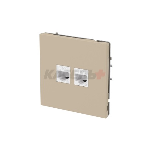 Компьютерная розетка RJ-45 без шторки, кат.5е двойная, KANT, ванильный марципан DKC