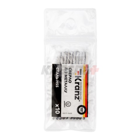 Сверло по металлу 2,5х57х30мм (HSS), DIN 338, 10 шт. в упаковке KRANZ