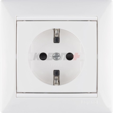 Valena - Розетка 2P+E нем. стд. со шторками белая