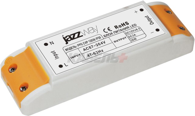 Блок питания PPS CVP 12036 12V3.00A=36w  IP20  пластик Jazzway