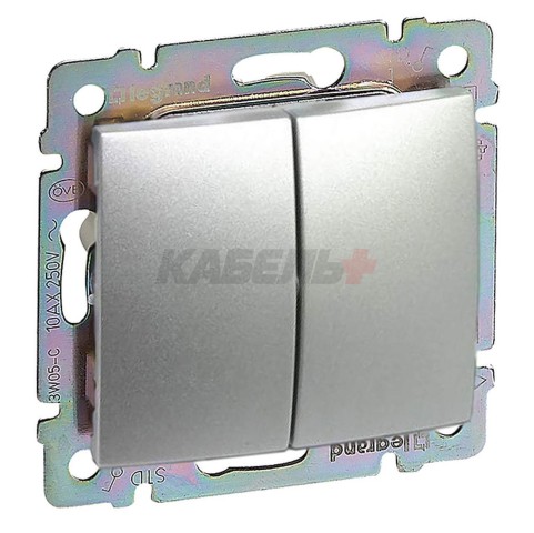 Valena - Переключатель на 2 направления двухклавишный, алюминий