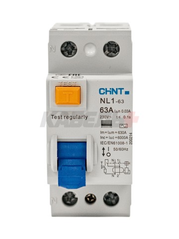 УЗО NL1-63 06kA 2P 63A 30mA тип AC (DB) (R)