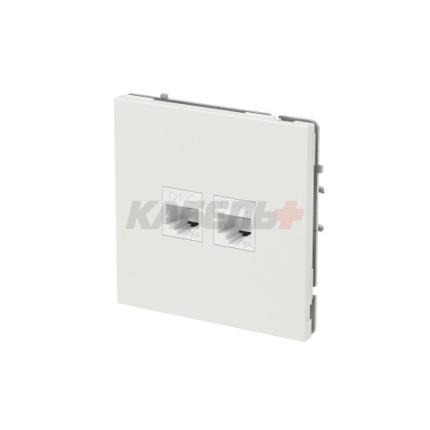 Компьютерная розетка RJ-45 без шторки, кат.6А двойная, KANT, белый песок DKC