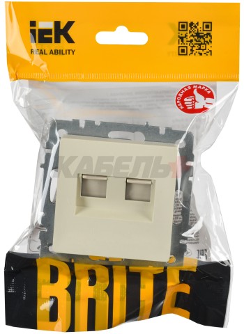 BRITE Розетка компьютерная двойная RJ45 кат.6 РК11-2-БрКр бежевый IEK