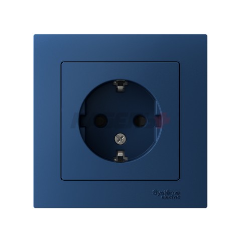 ATLASDESIGN РОЗЕТКА с заземлением со шторками, 16А, в сборе, АКВАМАРИН