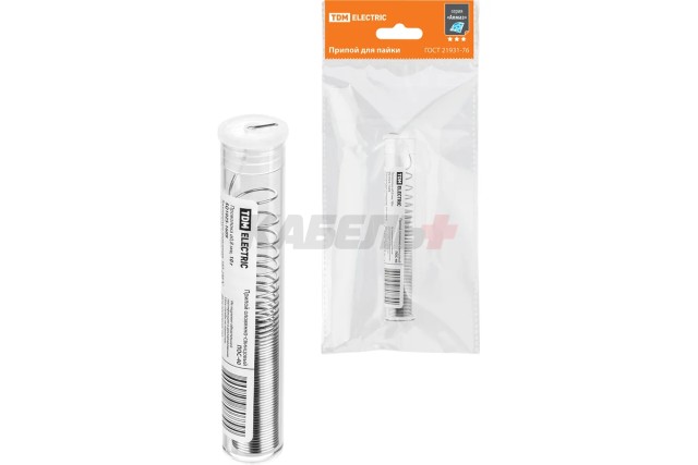 Припой ПОС 40, проволока, ГОСТ 21931-76, Ø0,8 мм, 10 г, колба, серия "Алмаз" TDM