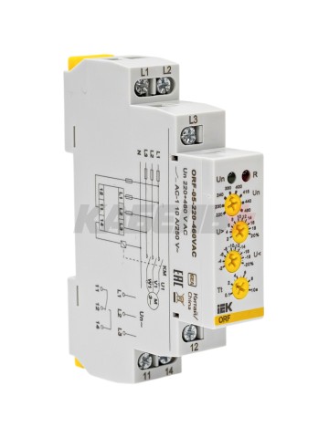 Реле контроля фаз ORF-05 трехфазное 220-460В AC IEK