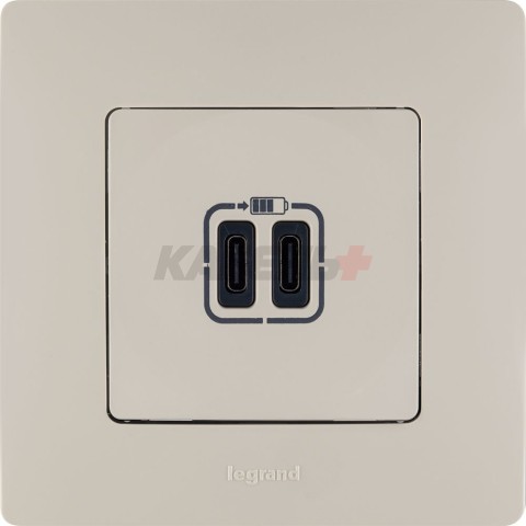 Etika - Зарядное устройство с двумя USB-разъемами Type C, 3000mA (сл.кость)