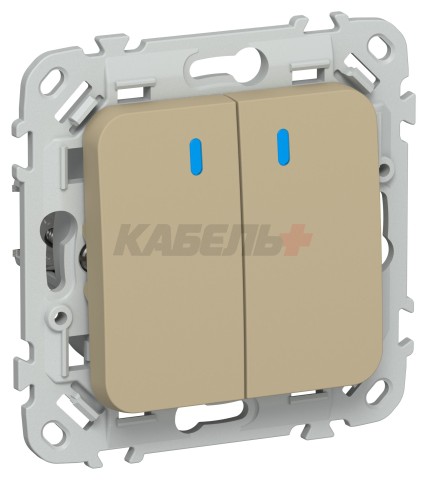 FLITE Выключатель 2-клавишный с индикацией 10А ВС12-1-1-ФлХ хаки IEK