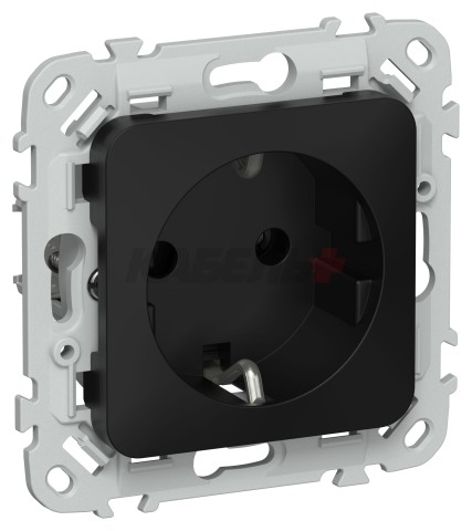 FLITE Розетка с заземлением без защитных шторок безвинтовое крепление 16А РС11-1-ФлЧ черный IEK