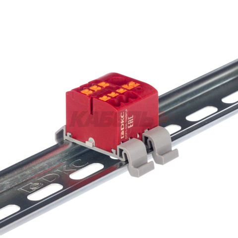 Блок распределительный, зажим push-in, 1 ввод 6 кв.мм, 6 точек подключения 2,5 кв.мм, красный DKC