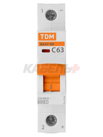Авт. выкл. ВА47-60 1Р 63А 6кА х-ка С TDM