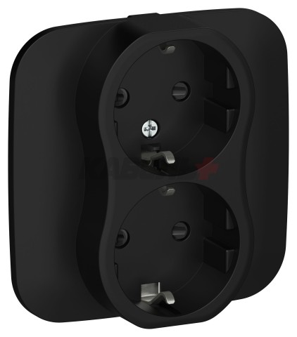 FLITE Розетка 2-местная с заземлением с защитными шторками безвинтовое крепление 16А РСш12-1-А-ФлЧ черный IEK