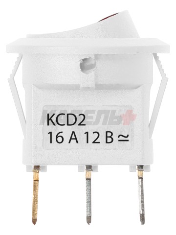 KCD2-101N-2 12В AC/DC, 1P, 16А, (3с), ON-OFF, белый с красной точечной LED подсветкой TDM