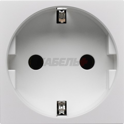 Розетка с заземляющим контактом без защитной шторки и винтовым зажимом (2 модуля) белая