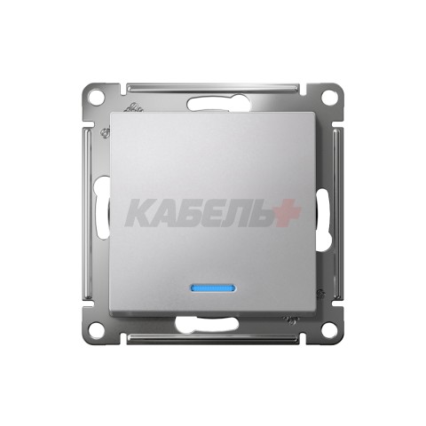 ATLASDESIGN 1-клавишный ПЕРЕКЛЮЧАТЕЛЬ с подсветкой, сх.6а, 10АХ, мех., быстрозажим. клем., АЛЮМИНИЙ