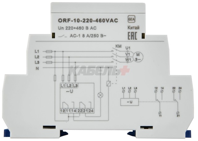 Реле контроля фаз ORF-10 3 фазы 2 контакта 220-460В AC ONI