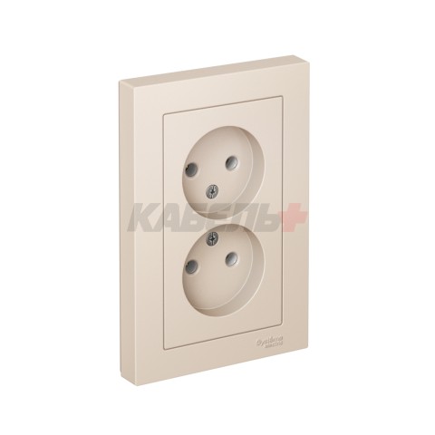 ATLASDESIGN РОЗЕТКА двойная без заземления, 16А, в сборе, БЕЖЕВЫЙ