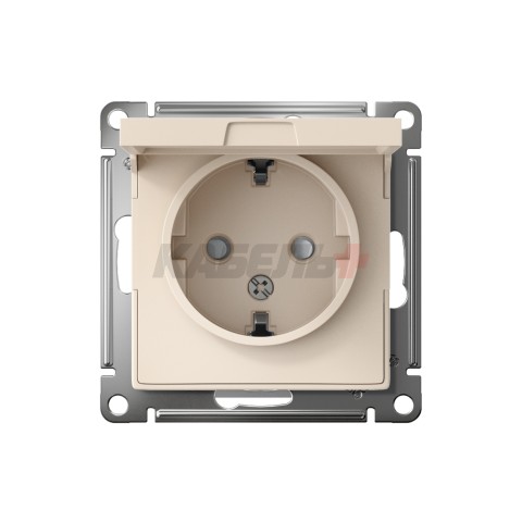 ATLASDESIGN РОЗЕТКА с заземлением со шторками с крышкой, 16А, IP20, механизм, БЕЖЕВЫЙ