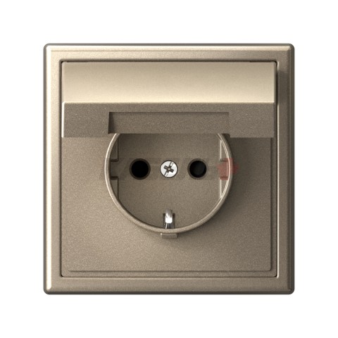 ARTGALLERY РОЗЕТКА с заземл. со шторк. с крышк., 16А, IP20, механизм, быстрозажим. клем., ШАМПАНЬ