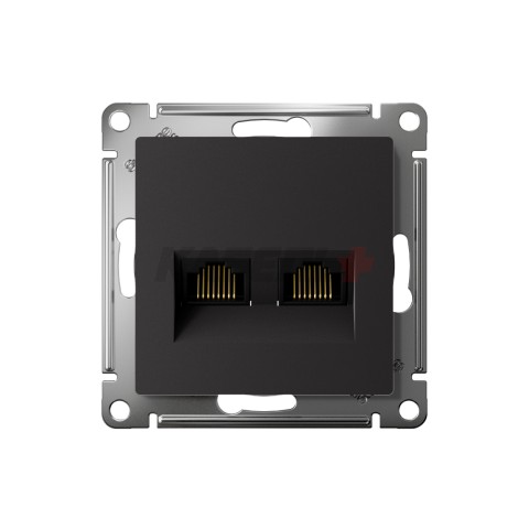 ATLASDESIGN РОЗЕТКА двойная компьютерная RJ45+RJ45 кат. 5e, механизм, КАРБОН
