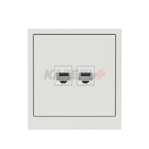Компьютерная розетка RJ-45 без шторки, кат.6А двойная, KANT, белый песок DKC