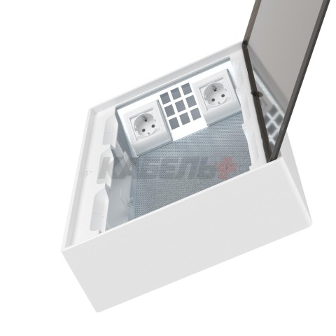 Щиток 36 мод настенный слаботочный FRAME, белый, с тонированной дверцей,с монтажной платой, в комплекте с 2 розетками Viva (арт. 45005) и 2коробками PDD (арт. 10033) DKC