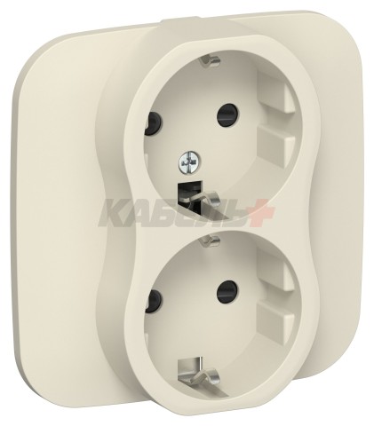 FLITE Розетка 2-местная с заземлением с защитными шторками 16А РСш12-0-А-ФлСл сливочный IEK