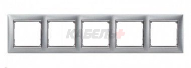 VALENA DIY Рамка 5-местная белый (серебряный штрих)
