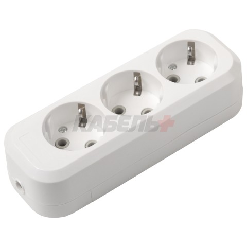 Розеточная колодка GSB-16-3-G-IP20 Classic, 16А, 3 места, c/з, б/в, IP20, 1/50