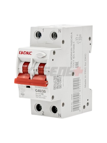Дифавтомат YON max типа MDR, 1P+N, 30mA, 40A, хар-ка C, 6kA, тип А DKC