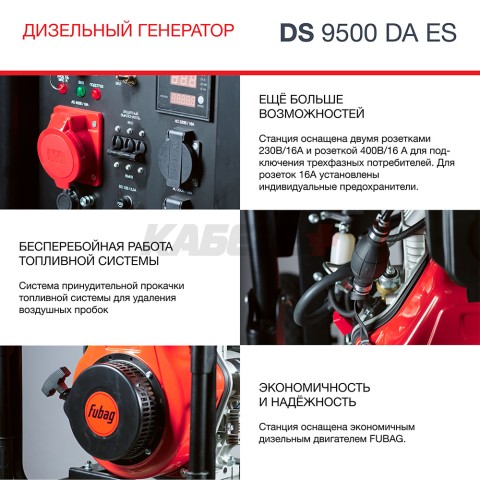 Генератор дизельный FUBAG DS 9500 DA ES с электростартером и коннектором автоматики