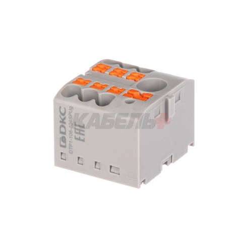 Блок распределительный, зажим push-in, 1 ввод 6 кв.мм, 6 точек подключения 2,5 кв.мм, серый DKC